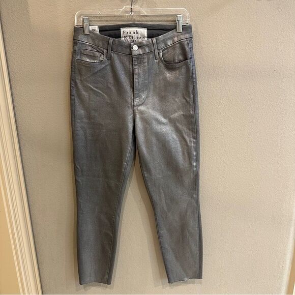 Frank & Eileen Sligo Italian Waxed Denim Jeans Size 29 Silver Metallic Dime - Picture 3 of 13